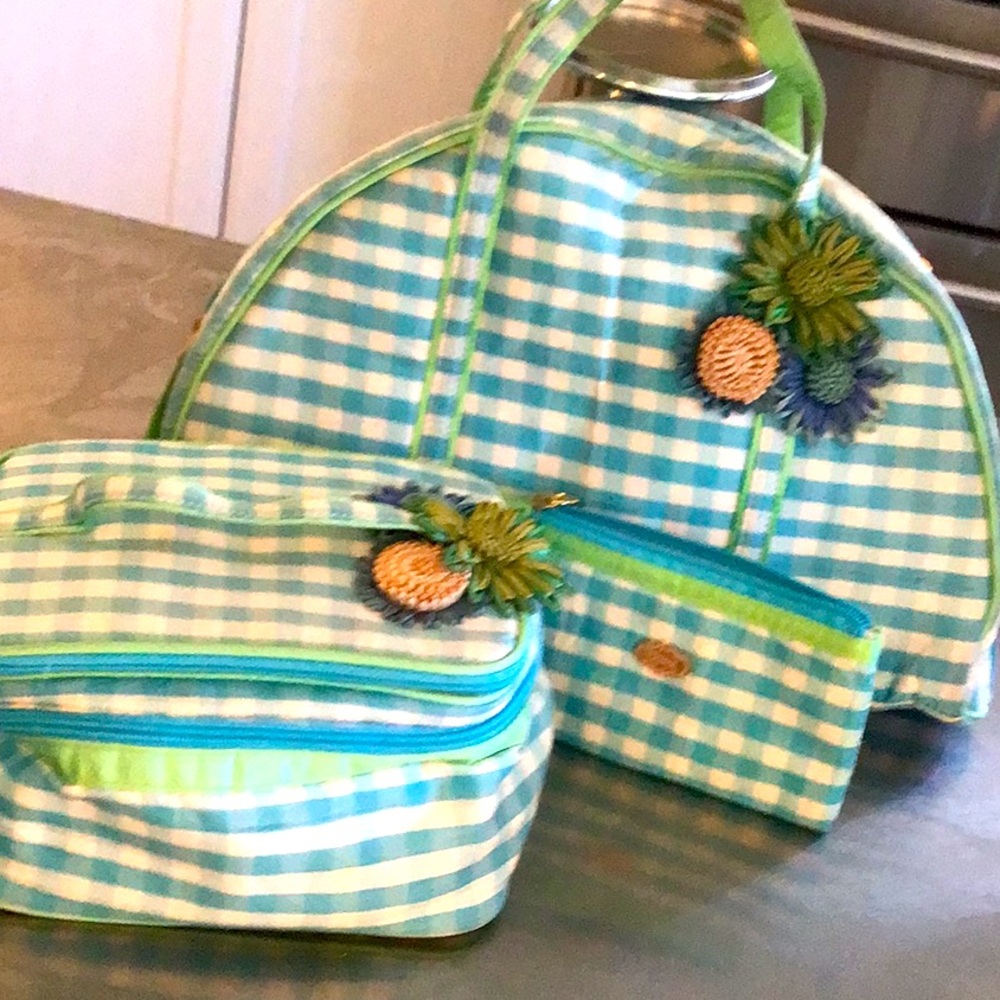 3 Pc Trina travel set, over night/ make up & small zippered.